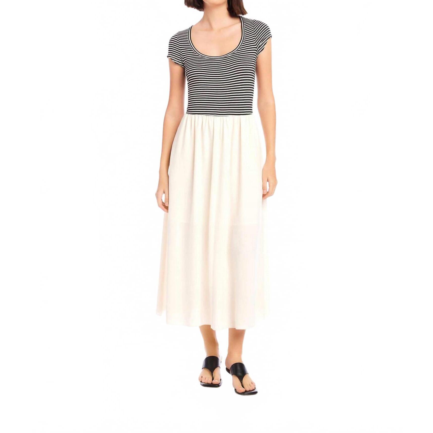 New Fifteen Twenty Contrast Hem Sylvie Dress In Black Stripe